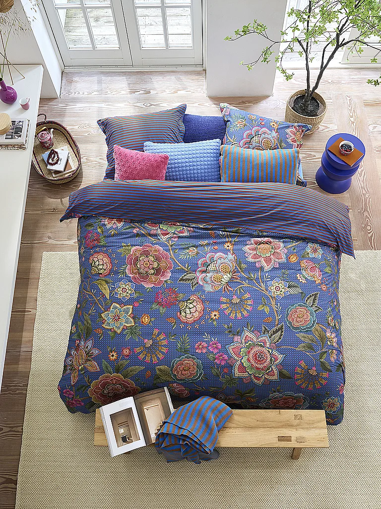 PIP STUDIO Percal Juego de cama BOMBAY BOLD 70x90cm/140x200cm Azul Oscuro azul oscuro